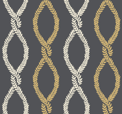 Antonina Vella Jardin Laureate Wallpaper - Off Black