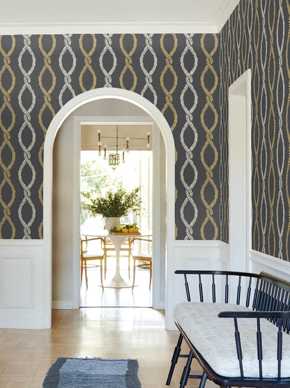 Antonina Vella Jardin Laureate Wallpaper - Off Black