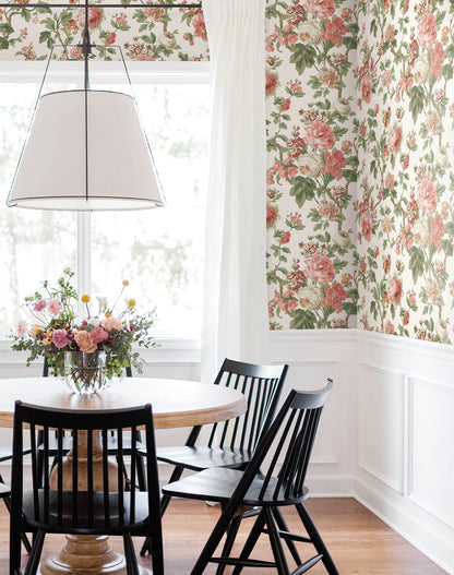 Antonina Vella Jardin Beatrix Wallpaper - Coral & Sage
