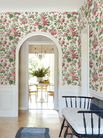 Antonina Vella Jardin Beatrix Wallpaper - Coral & Sage