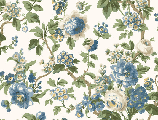 Antonina Vella Jardin Beatrix Wallpaper - Blue & Green
