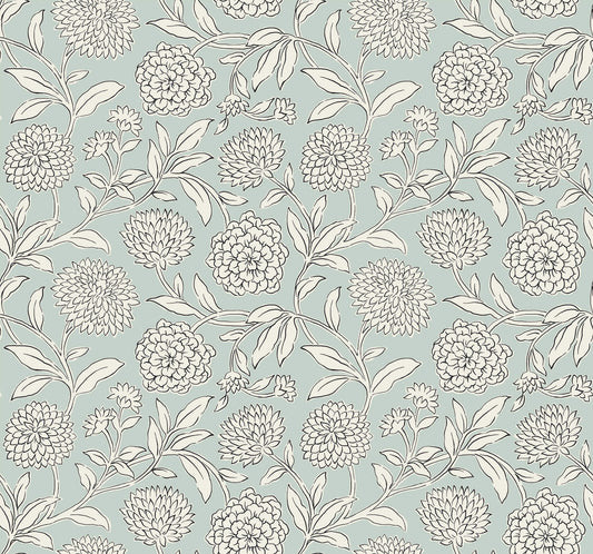 Antonina Vella Jardin Chatsworth Garden Wallpaper - Sky Blue