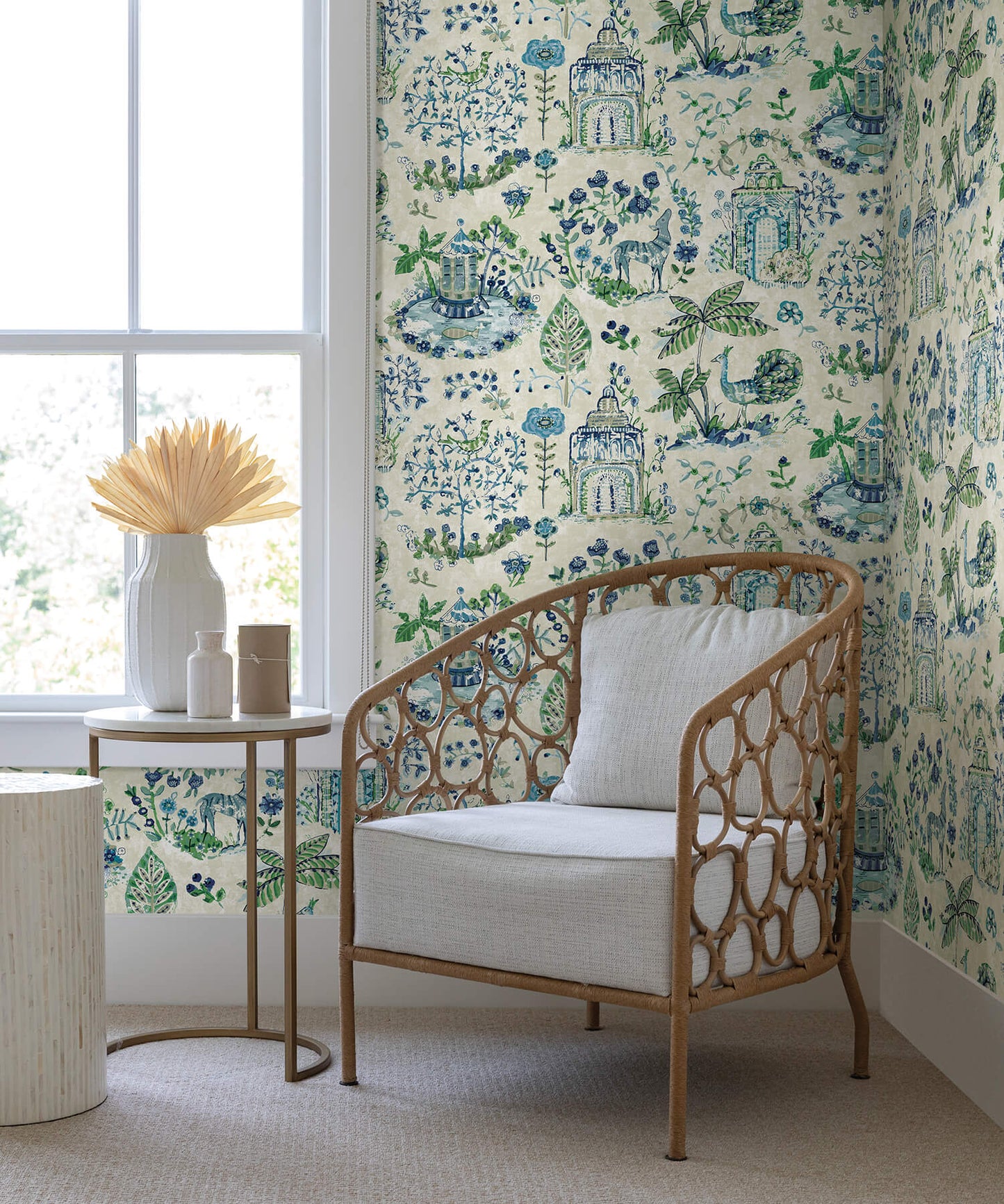 Antonina Vella Jardin Parc Wallpaper - Blue & Green