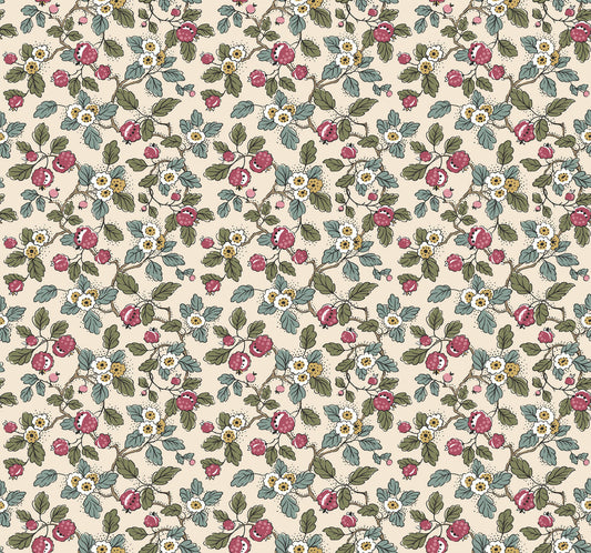 Antonina Vella Jardin Framboise Wallpaper - Mulberry & Evergreen