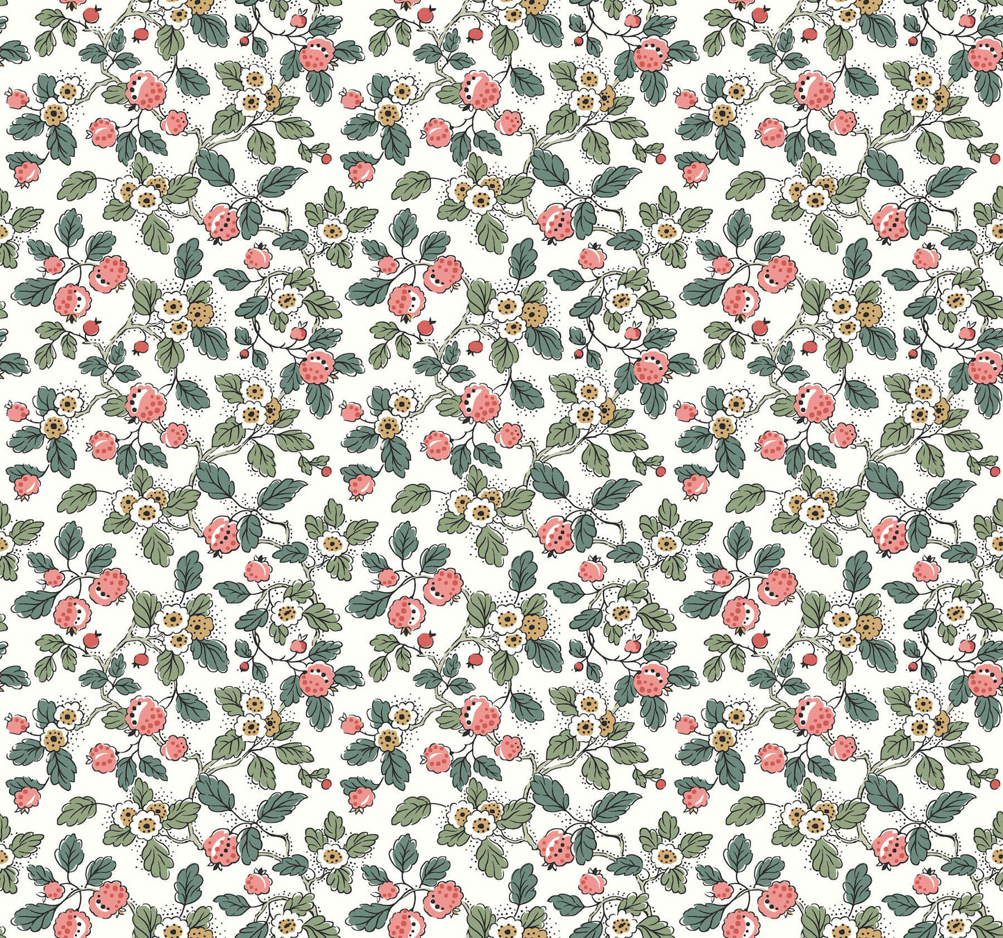 Antonina Vella Jardin Framboise Wallpaper - Berry & Green
