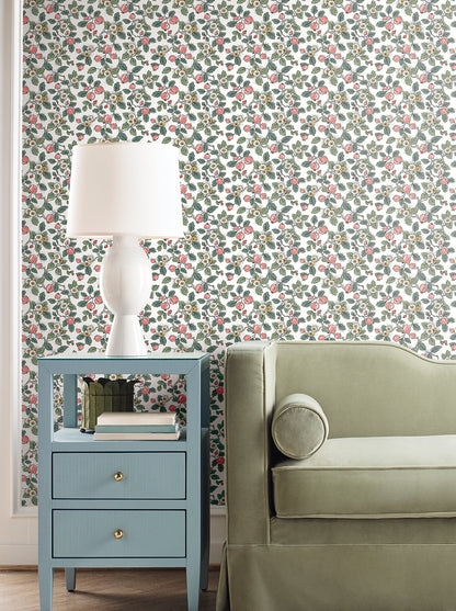 Antonina Vella Jardin Framboise Wallpaper - Berry & Green