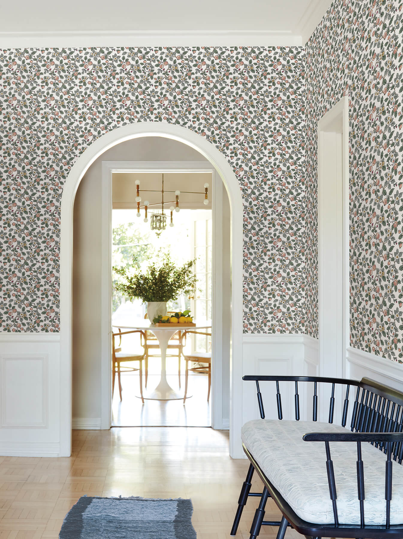 Antonina Vella Jardin Framboise Wallpaper - Salmon & Eucalyptus