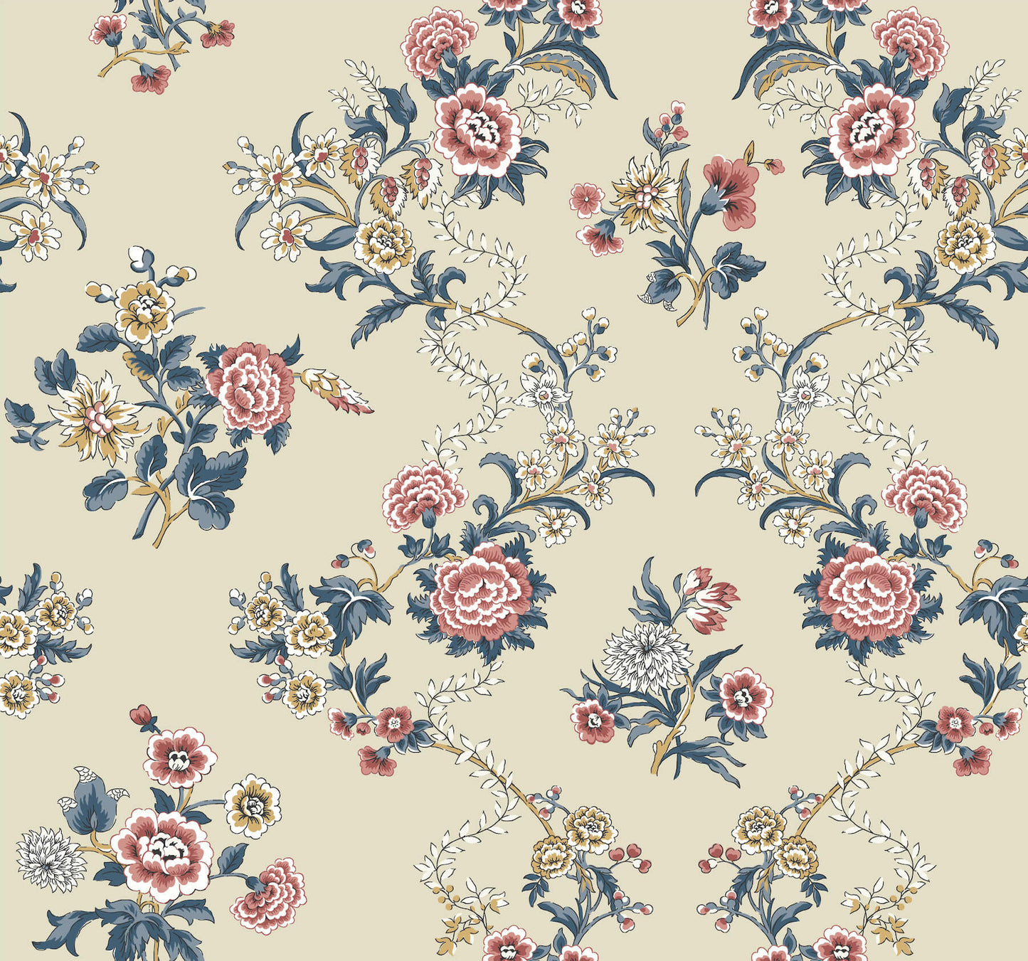 Antonina Vella Jardin Genevieve Wallpaper - Red & Navy