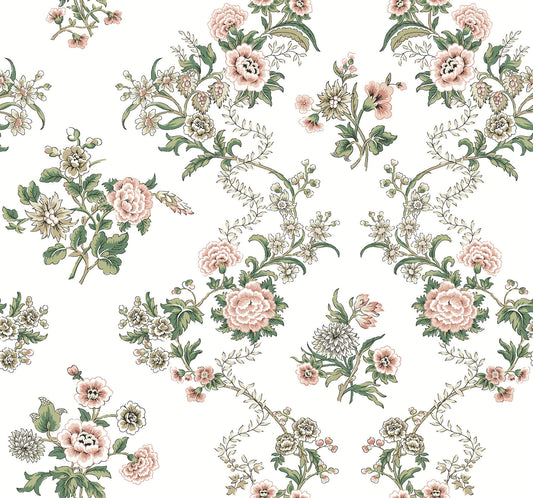 Antonina Vella Jardin Genevieve Wallpaper - Pink & Green