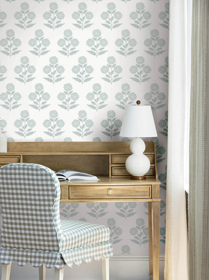 Antonina Vella Jardin Souci Wallpaper - Pale Blue