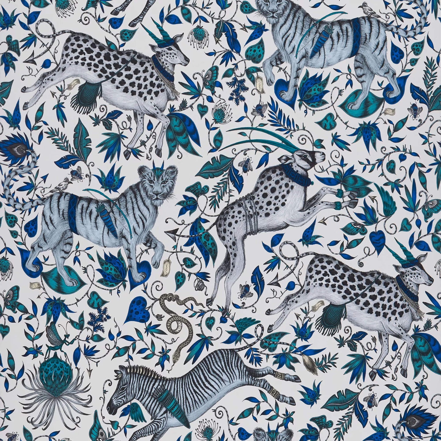 Clarke & Clarke Wilderie Protea Wallpaper - Blue