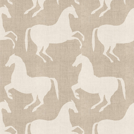 Mitchell Black Kids Paper Horses Wallpaper - Raw Linen