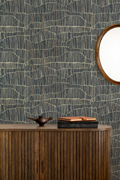 Mitchell Black Forbes Masters Jamaican Waves Wallpaper - Stone Blue