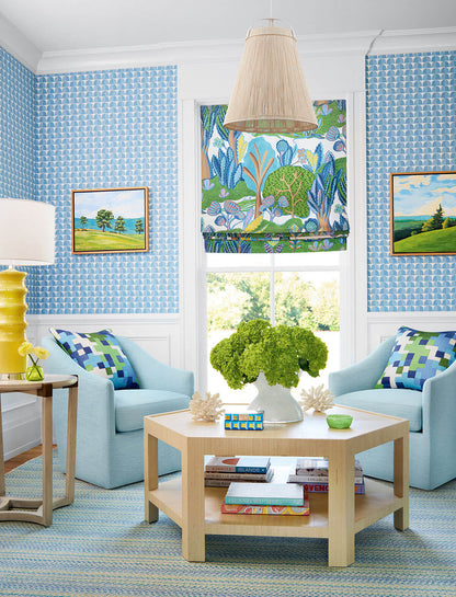 Thibaut Wanderlust Solsbury Wallpaper - Light Blue