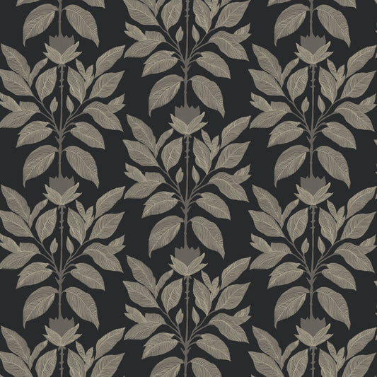 Mitchell Black Botanical Legacy Wayward Petal Wallpaper - Chimney Black