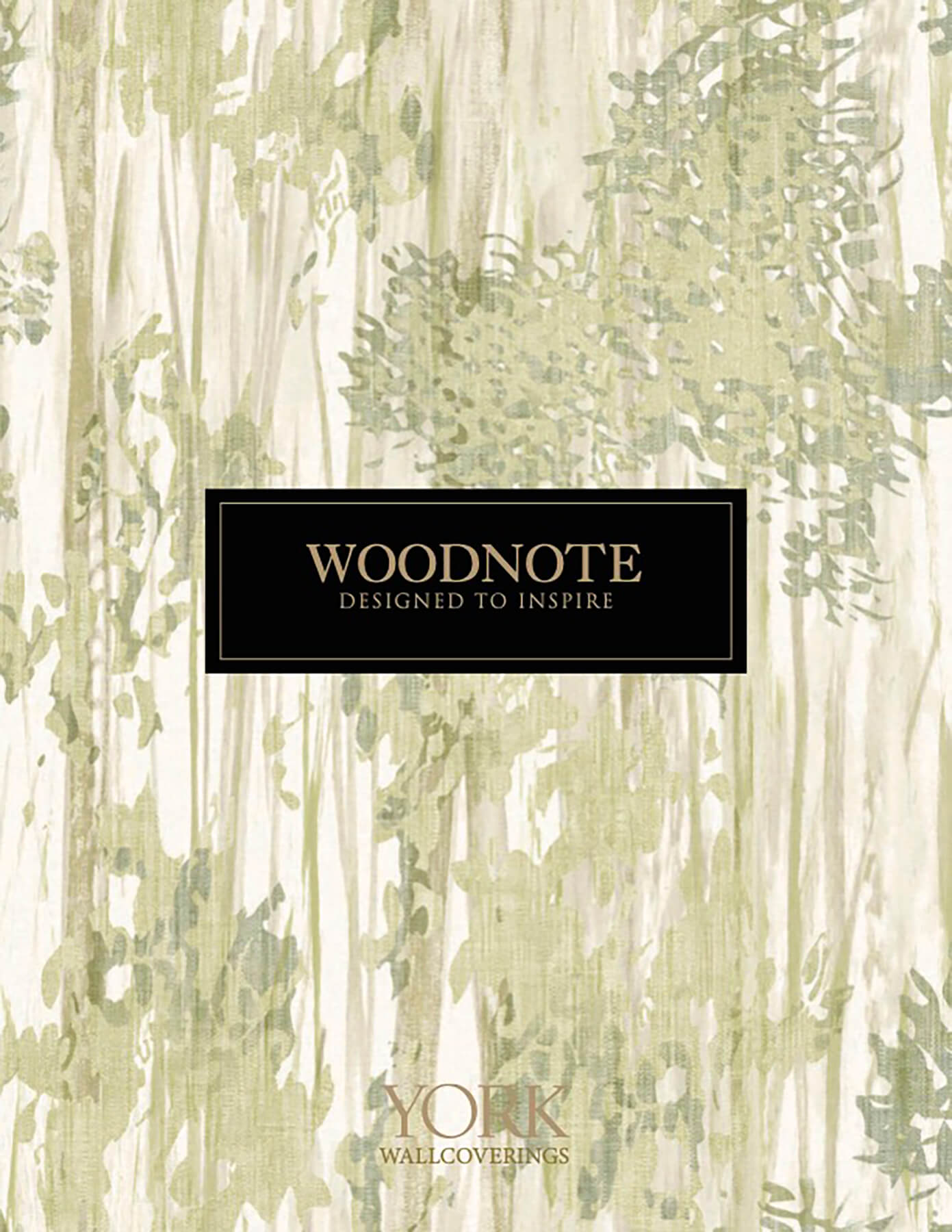 York Woodnote Woodcut Wallpaper - Green & Stone