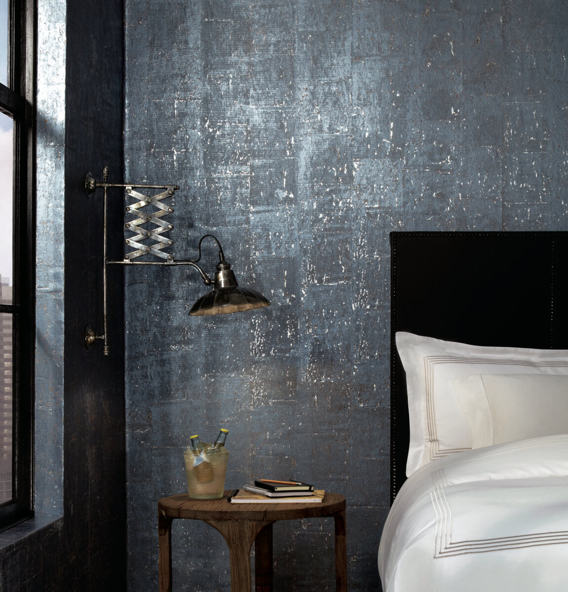 Ronald Redding Industrial Interiors Cork Wallpaper - Blue