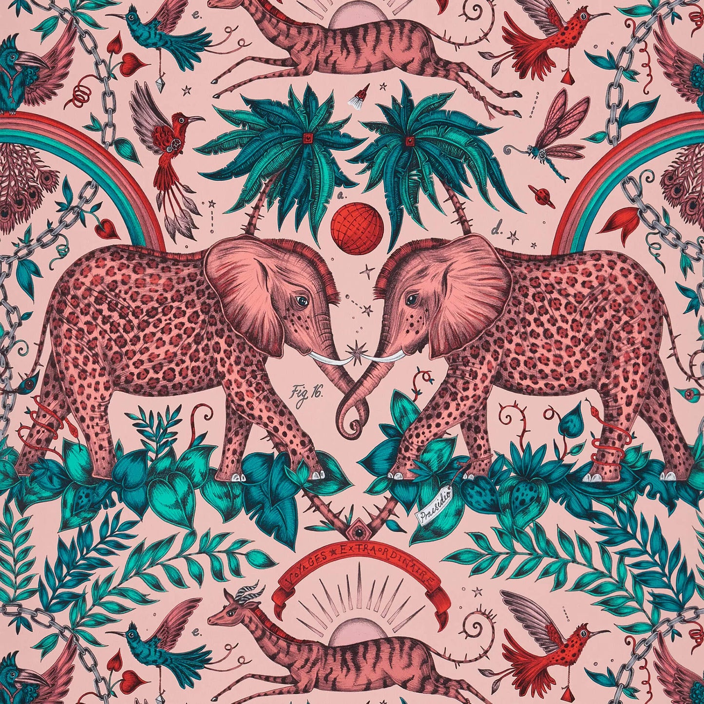 Clarke & Clarke Wilderie Zambezi Wallpaper - Pink