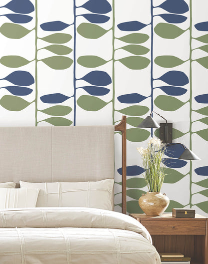 York Artisan Studio Sculpted Vines Wallpaper - Alpine & Ultramarine