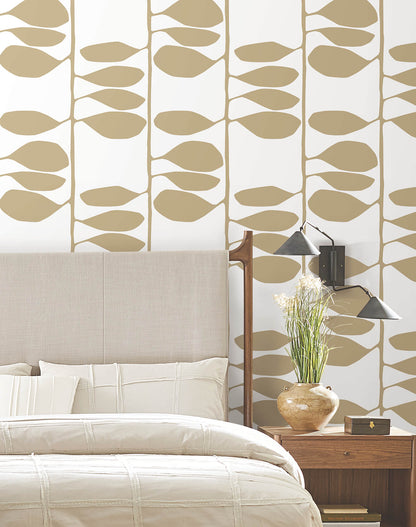 York Artisan Studio Sculpted Vines Wallpaper - Gold