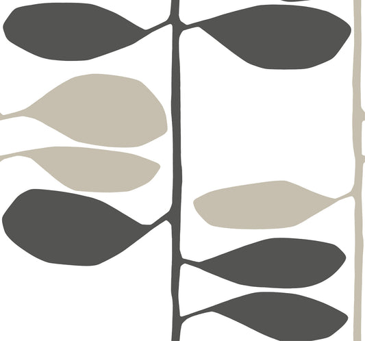 York Artisan Studio Sculpted Vines Wallpaper - Carbon & Linen