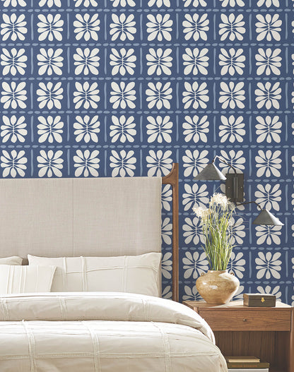 York Artisan Studio Mimosa Fleur Wallpaper - Ultramarine