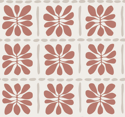 York Artisan Studio Mimosa Fleur Wallpaper - Terracotta