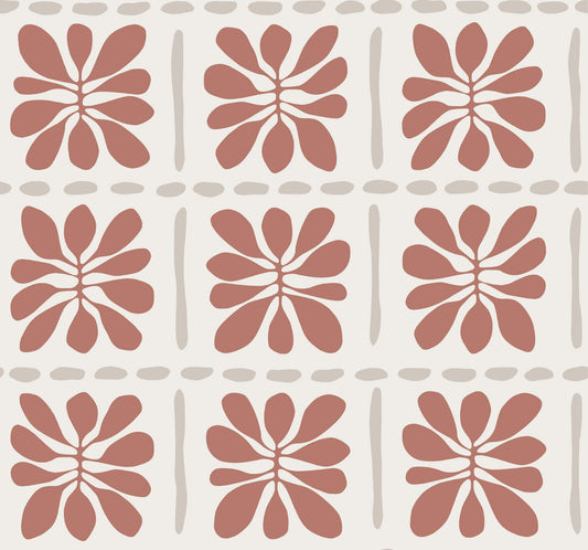 York Artisan Studio Mimosa Fleur Wallpaper - Terracotta