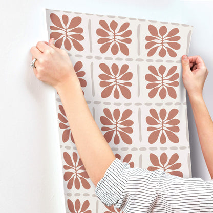 York Artisan Studio Mimosa Fleur Wallpaper - Terracotta