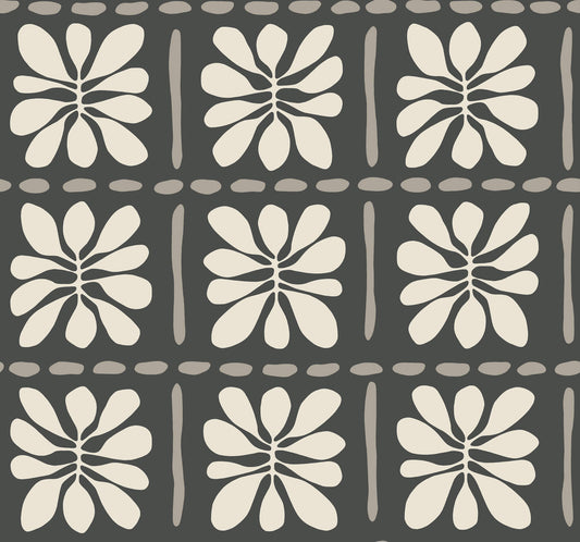 York Artisan Studio Mimosa Fleur Wallpaper - Carbon Black