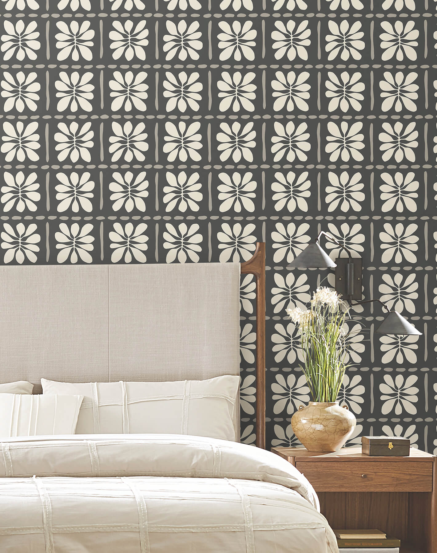 York Artisan Studio Mimosa Fleur Wallpaper - Carbon Black