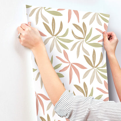 York Artisan Studio Little Garden Wallpaper - Leaf & Coral