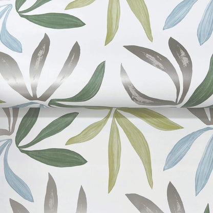 York Artisan Studio Little Garden Wallpaper - Alpine & Sky & Silver