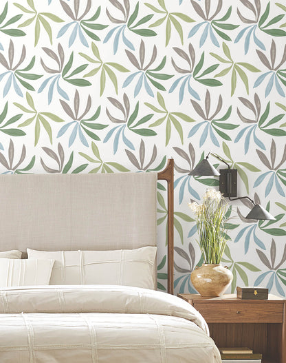 York Artisan Studio Little Garden Wallpaper - Alpine & Sky & Silver