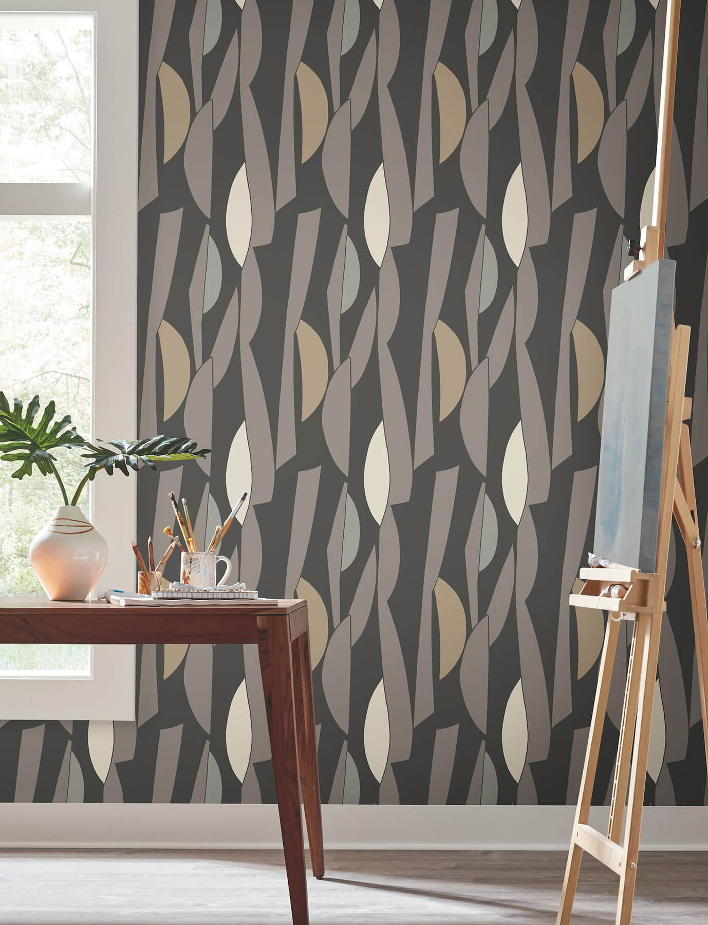 York Artisan Studio Balance Wallpaper - Carbon & Graphite