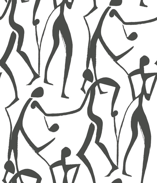 York Artisan Studio Joyful Dancers Wallpaper - Carbon Black