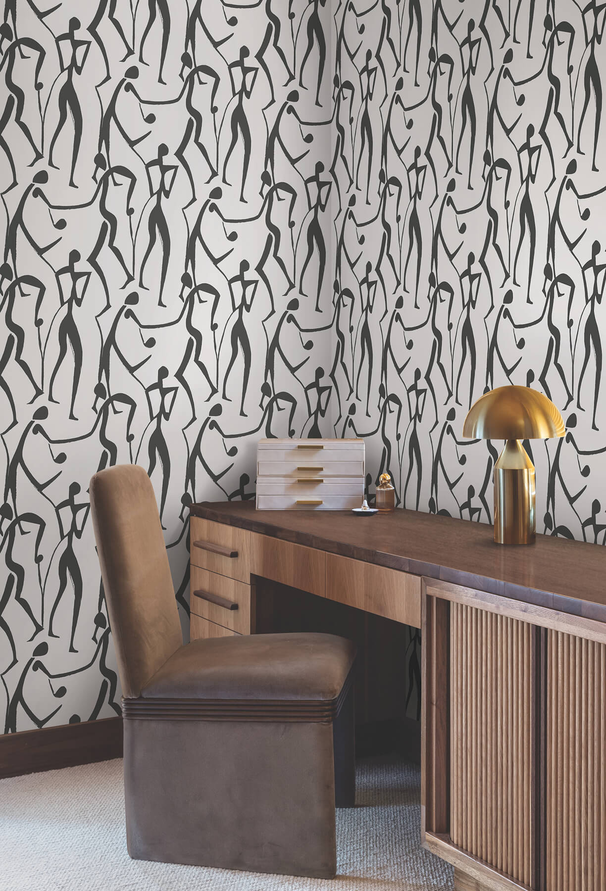 York Artisan Studio Joyful Dancers Wallpaper - Carbon Black