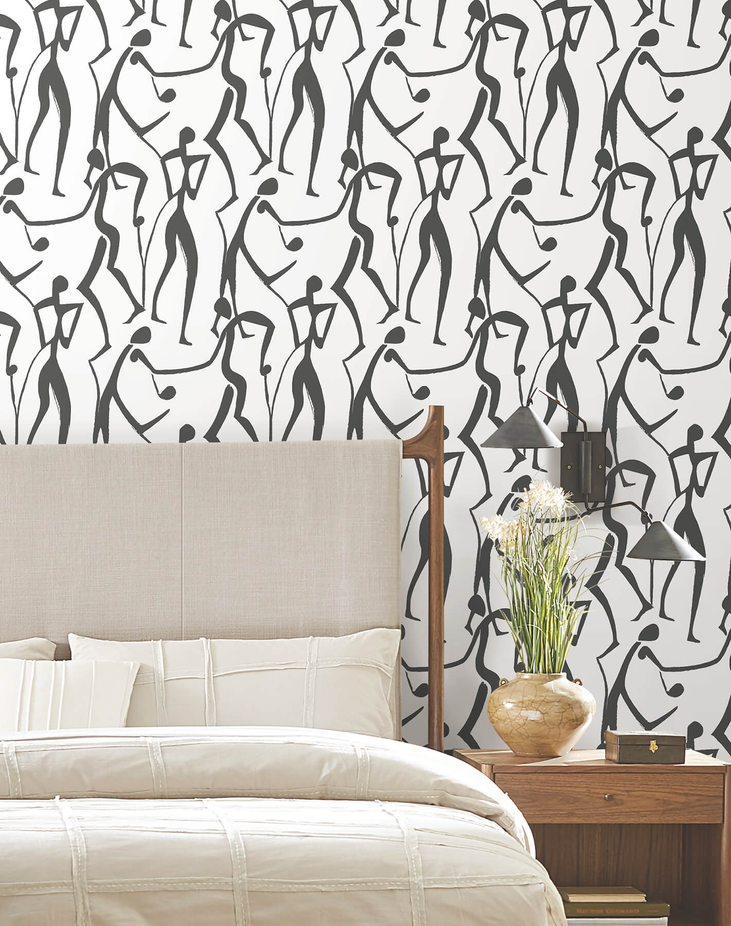 York Artisan Studio Joyful Dancers Wallpaper - Carbon Black