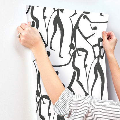 York Artisan Studio Joyful Dancers Wallpaper - Carbon Black