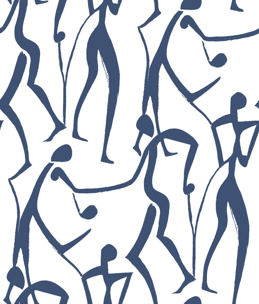 York Artisan Studio Joyful Dancers Wallpaper - Ultramarine