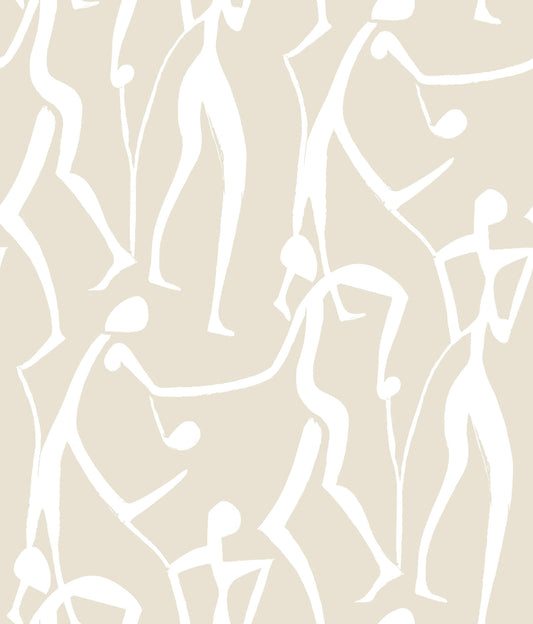 York Artisan Studio Joyful Dancers Wallpaper - Nude