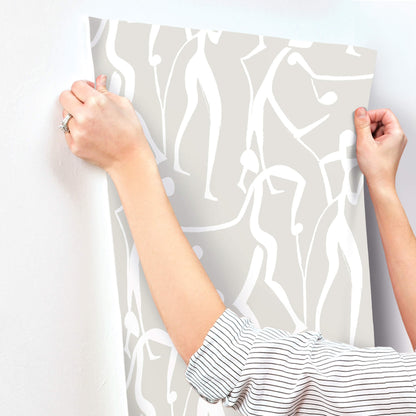York Artisan Studio Joyful Dancers Wallpaper - Lichen Grey