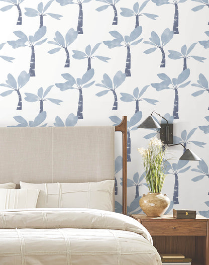 York Artisan Studio Painted Oasis Wallpaper - Ultramarine