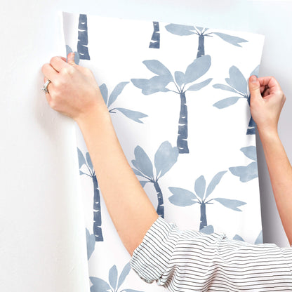 York Artisan Studio Painted Oasis Wallpaper - Ultramarine