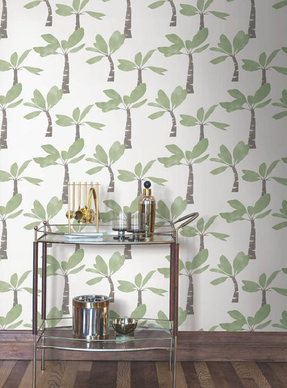 York Artisan Studio Painted Oasis Wallpaper - Leaf Green