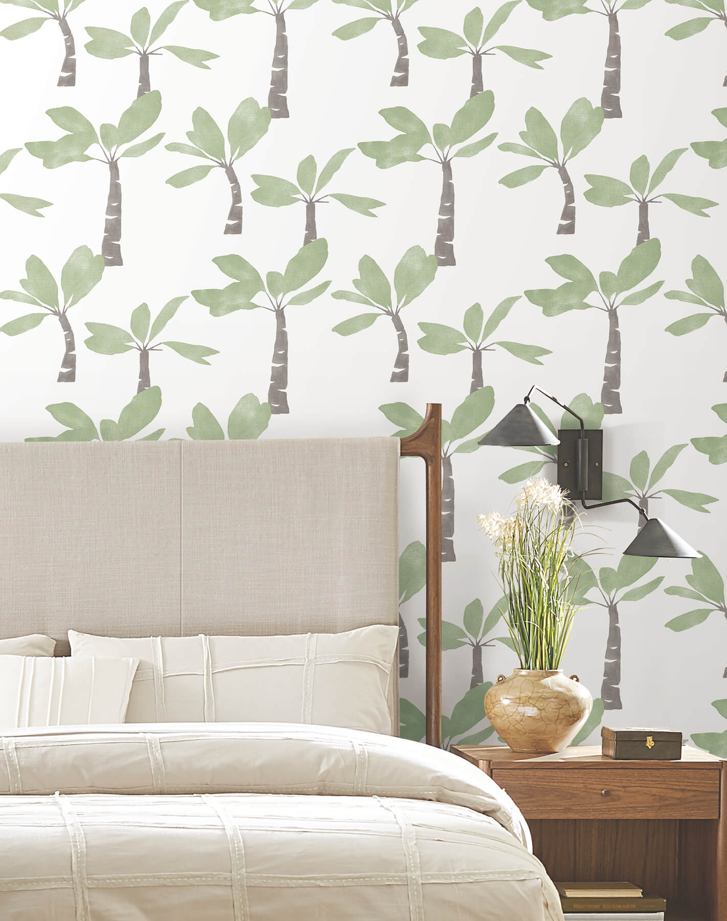 York Artisan Studio Painted Oasis Wallpaper - Leaf Green