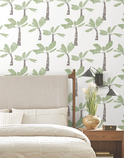 York Artisan Studio Painted Oasis Wallpaper - Leaf Green