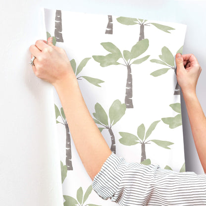 York Artisan Studio Painted Oasis Wallpaper - Leaf Green