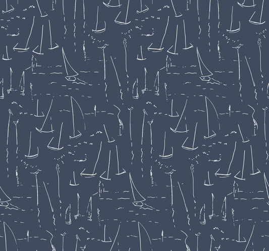 York Artisan Studio Vermillion Coast Wallpaper - Ultramarine