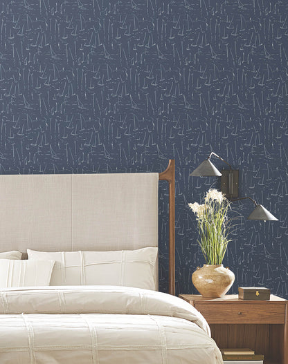 York Artisan Studio Vermillion Coast Wallpaper - Ultramarine